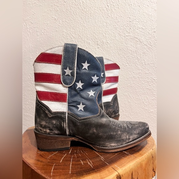 Roper Shoes Roper American Flag Leather Cowboy Ankle Boots Poshmark
